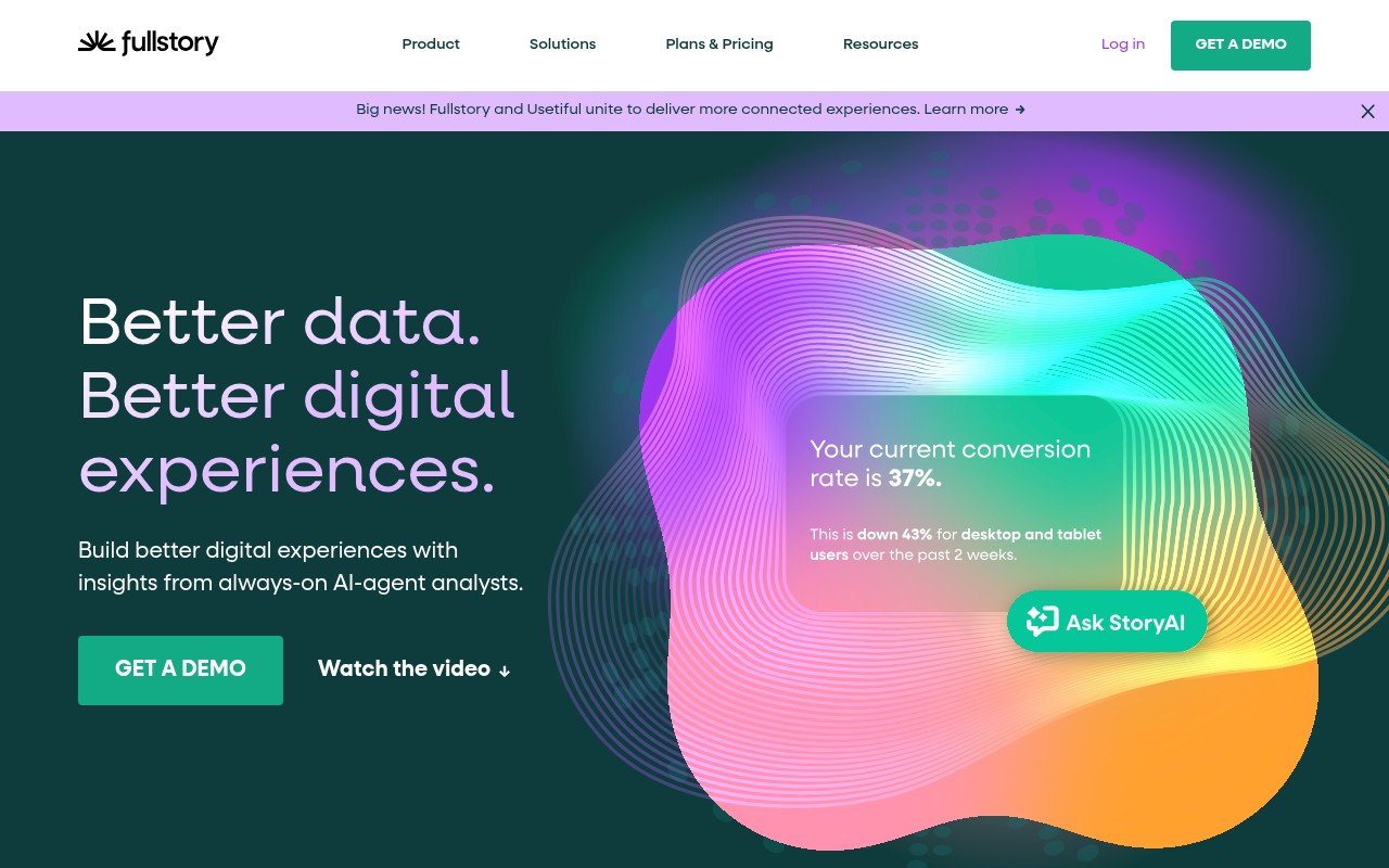 Screenshot of https://fullstory.com