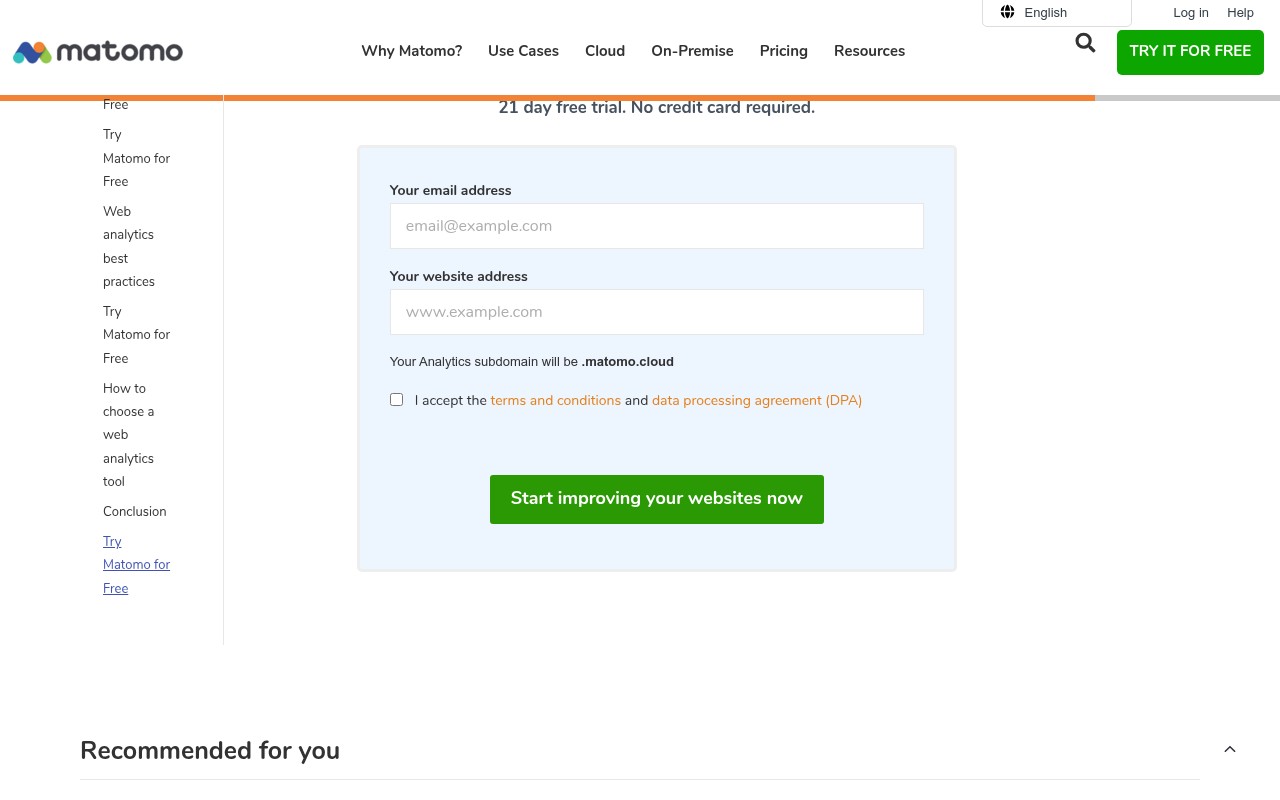 Screenshot of https://matomo.org/web-analytics
