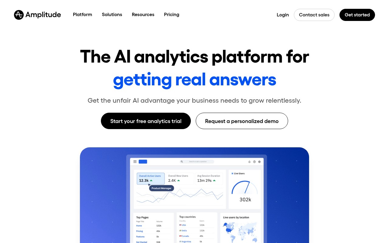Screenshot of https://amplitude.com